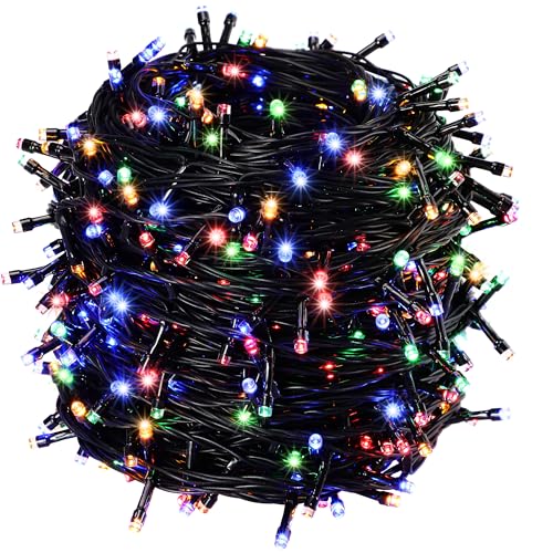 DEUBA® Lichterkette 700 LED Außen 8 Leuchtmodi Innen IP44 Wetterfest mit Netzteil Mehrfarbig 14 m Weihnachten Weihnachtsbaum Weihnachtsbeleuchtung Bunt von Deuba