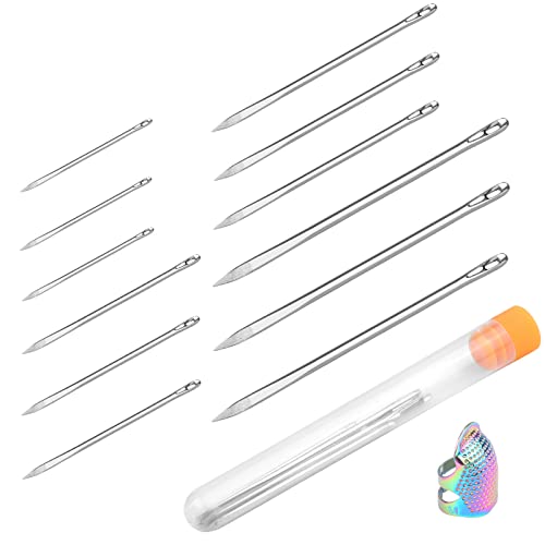 13 Stück Leder Nähnadeln Set, 4 Größen Scharfe Dreiecksnadel, Leder Hand Nähen Nadeln, Handnähnadel Kit für Polster, Leder, Teppich Leinwand Reparatur Polster Nähnadeln von Deudy