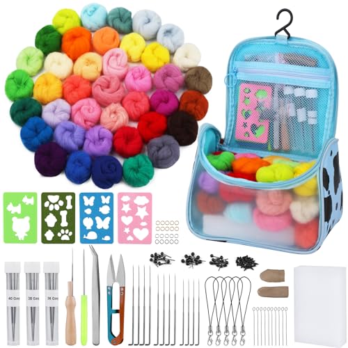 Deudy 148 Stück Nadelfilz Starter Kit, 40 Farben Nadelfilz Set, Filzwolle Trockenfilzen, Grundlegende Filzwerkzeuge und Zubehör für Anfänger, DIY Filz Tier Handwerk Deudy 148 Stück Nadelfilz Starter Kit, 40 Farben Nadelfilz Set, Filzwolle Trockenfilzen, Grundlegende Filzwerkzeuge und Zubehör für Anfänger, DIY Filz Tier Handwerk von Deudy