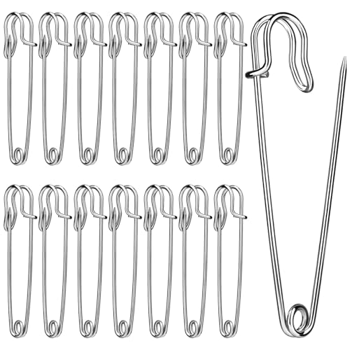Deudy 15 Stück Silber Extragroß Sicherheitsnadel Sicherheitsnadeln Set, Metall Sicherheitsnadeln verschiedenen größen für handarbeiten, Kleidung kunsthandwerk, schmuck und DIY Handwerk- 75mm von Deudy