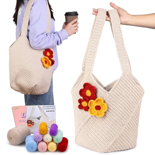 Deudy Häkelset für Anfänger Umhängetasche, Häckeln Stricken für Anfänger, Crochet Set Häkelset mit Garn Häkelnadel Häkelzubehör Werkzeuge, Häkelset für Anfänger Geburtstagsgeschenk (Weiß) Deudy Häkelset für Anfänger Umhängetasche, Häckeln Stricken für Anfänger, Crochet Set Häkelset mit Garn Häkelnadel Häkelzubehör Werkzeuge, Häkelset für Anfänger Geburtstagsgeschenk (Weiß) von Deudy