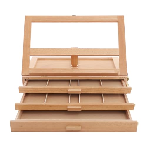 Malständer mit Schubladen, Malständer aus Holz, Tischstaffelei mit 3 Schubladen, Verstellbares, für Studenten, Profis, Anfänger und Hobbykünstler Malständer mit Schubladen, Malständer aus Holz, Tischstaffelei mit 3 Schubladen, Verstellbares, für Studenten, Profis, Anfänger und Hobbykünstler von Deurqund