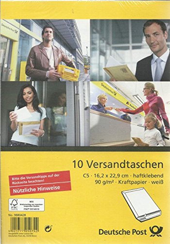 Deutsche Post - 10 Versandtaschen - C5 weiß haftklebend ohne Fenster von Deutsche Post