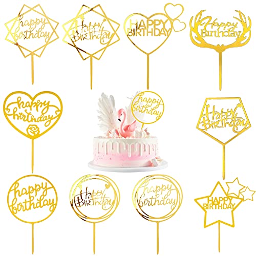 10 Stück Goldenes Happy Birthday Tortendeko Set, Acryl Glitter Geburtstag Cake Topper Wiederverwendbarcake Cake Topper Happy Birthday Kuchen Deko Glitter Tortendekorationen für Geburtstag Babyparty 10 Stück Goldenes Happy Birthday Tortendeko Set, Acryl Glitter Geburtstag Cake Topper Wiederverwendbarcake Cake Topper Happy Birthday Kuchen Deko Glitter Tortendekorationen für Geburtstag Babyparty von Devenirriche