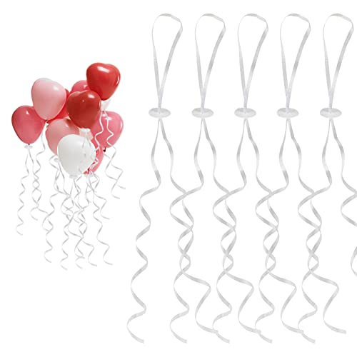100 Stück Ballonverschlüsse Helium mit Schnur, Ballonverschlüsse mit Polyband Weiss, Ballonverschluss Ballonbänder für Machen Luftballon Girlande, Hochzeitsfeier, Geburtstag, Party von Devenirriche