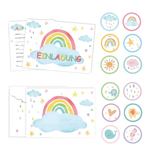 12 Regenbogen Kindergeburtstag, Aufkleber Bunte Glitzer Einladungskarten, Einladungskarten zum Kindergeburtstag Regenbogen Geburtstagseinladungen mit Umschlag und Aufkleber für Mädchen Kinder 12 Regenbogen Kindergeburtstag, Aufkleber Bunte Glitzer Einladungskarten, Einladungskarten zum Kindergeburtstag Regenbogen Geburtstagseinladungen mit Umschlag und Aufkleber für Mädchen Kinder von Devenirriche