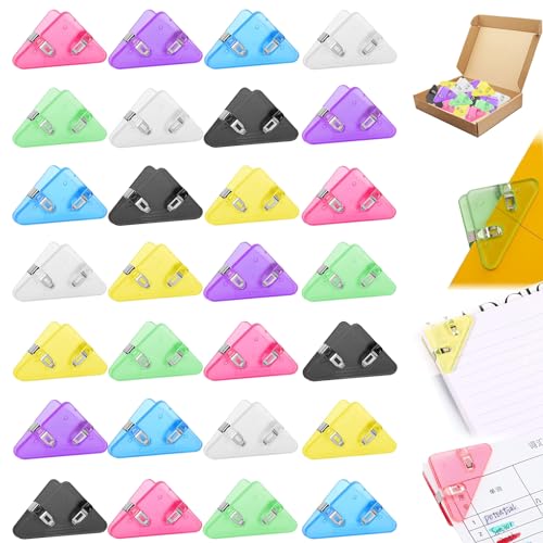 28 Stück Dreieckige Büroklammern, Papier Eckenschutz Clips Papier Binder Clips Triangular Paper Clip Dokumenten Buchecken Clips Foldback Klammern für Kinder Schule Kindergarten Büro(Mehrfarbig) von Devenirriche