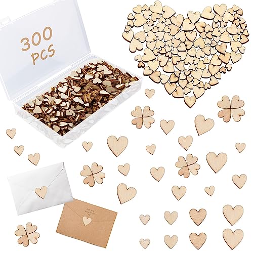 300 Stück Klein Holzherzen Deko, Mini Holz Herzen Verschönerungen Holzscheiben Deko Holz Herz Mini Wooden Hearts zum Basteln für DIY Handwerk Verzierungen Tischdeko 6 8 10 12mm von Devenirriche