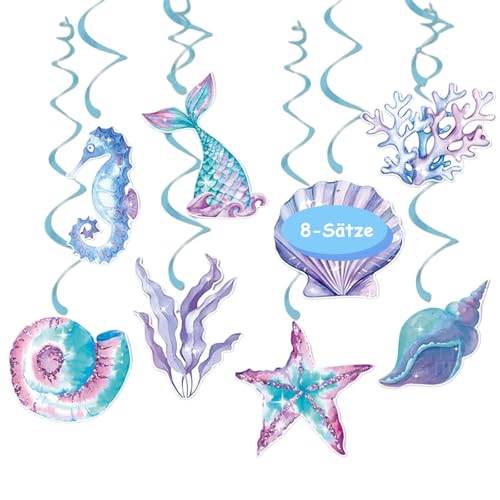 8 Stück Meerjungfrau Geburtstag Deko, Iridescent Mermaid mit Seepferdchen Seashell Starfish Algen, Ozean Thema Party Meerjungfrau Hängende Swirl Deko, Mermaid Party Zubehör für Kindergeburtstag 8 Stück Meerjungfrau Geburtstag Deko, Iridescent Mermaid mit Seepferdchen Seashell Starfish Algen, Ozean Thema Party Meerjungfrau Hängende Swirl Deko, Mermaid Party Zubehör für Kindergeburtstag von Devenirriche