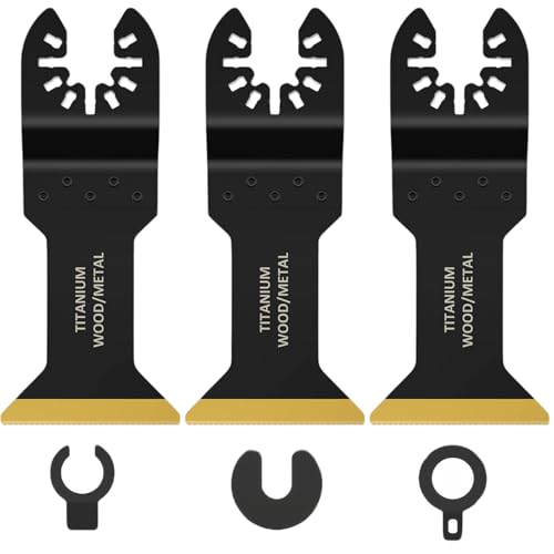 Oszillierende Sägeblätter mit extra langer Reichweite, Hartstahl mit Titanbeschichtung, Titan-Multi-Tool-Klingen für Holz, Metall, Kunststoff, Heimwerker, 3 Stück von Devenirriche