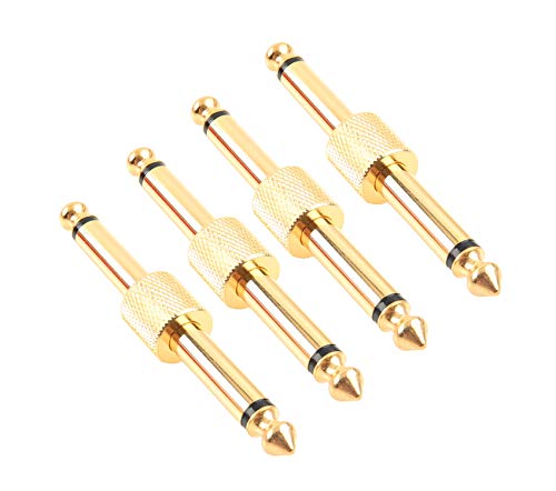 Devinal Professioneller Gitarren-Pedal-Koppler, 6,35 mm (1/4 Zoll) TS-Gitarren-Effektpedal-zu-Pedal-Anschluss, gerader Typ, vergoldet, 4 Stück von Devinal