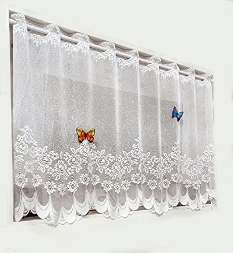 Devola Jacquard Scheibengardine Transparent Blumenmuster Bistrogardinen Küche Gardinen mit Wellen Motiv Design Vorhänge Moderne Gardine Kurzgardine BxH 150x90cm Weiß 1er Pack Devola Jacquard Scheibengardine Transparent Blumenmuster Bistrogardinen Küche Gardinen mit Wellen Motiv Design Vorhänge Moderne Gardine Kurzgardine BxH 150x90cm Weiß 1er Pack von Devola