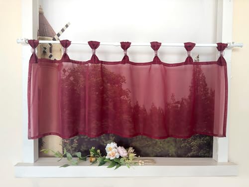 Devola Scheibengardine Einfarbig Bistrogardine Voile Kurzgardine Transparent Küchengardinen Modern mit Schlaufen Cafe Gardinen Kurzstores Gardinen HxB 60x120cm Weinrot 1 Stück Devola Scheibengardine Einfarbig Bistrogardine Voile Kurzgardine Transparent Küchengardinen Modern mit Schlaufen Cafe Gardinen Kurzstores Gardinen HxB 60x120cm Weinrot 1 Stück von Devola