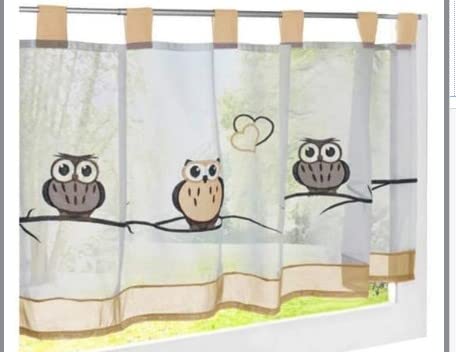 Devola Scheibengardine Eule-Muster Bestickte Kurzgardine Transparente Voile Bistrogardine Schlaufen-Kurzstore Tür Gardine Küche Fenstergardinen HxB 30x120cm Sand 1er Pack Devola Scheibengardine Eule-Muster Bestickte Kurzgardine Transparente Voile Bistrogardine Schlaufen-Kurzstore Tür Gardine Küche Fenstergardinen HxB 30x120cm Sand 1er Pack von Devola
