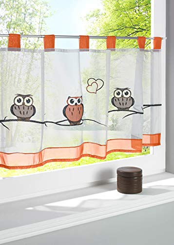 Devola Scheibengardine Eule-Muster Bestickte Kurzgardine Transparente Voile Bistrogardine Schlaufen-Kurzstore Tür Gardine Küche Fenstergardinen HxB 60x145cm Orange 1er Pack Devola Scheibengardine Eule-Muster Bestickte Kurzgardine Transparente Voile Bistrogardine Schlaufen-Kurzstore Tür Gardine Küche Fenstergardinen HxB 60x145cm Orange 1er Pack von Devola