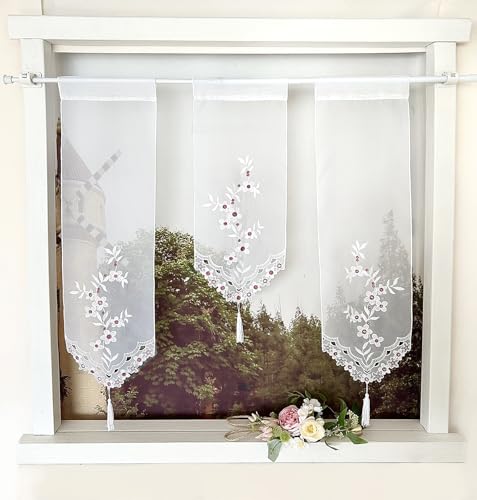 Devola Scheibengardinen 3er Set Scheibenhänger Gardine Bistrogardine mit Stickerei Panneaux Gardinen Küche Miniflächenvorhänge Kurzgardinen Transparent HxB 70-50-70x20cm Rosa 3 Stück Devola Scheibengardinen 3er Set Scheibenhänger Gardine Bistrogardine mit Stickerei Panneaux Gardinen Küche Miniflächenvorhänge Kurzgardinen Transparent HxB 70-50-70x20cm Rosa 3 Stück von Devola