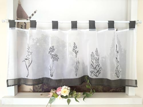 Devola Scheibengardinen Stickerei Kurzgardine mit Schlaufen Landhaus Küchengardine Blumen Gardine Kurz Transparent Cáfe Gardine HxB 60x90cm Grau 1 Stück Devola Scheibengardinen Stickerei Kurzgardine mit Schlaufen Landhaus Küchengardine Blumen Gardine Kurz Transparent Cáfe Gardine HxB 60x90cm Grau 1 Stück von Devola