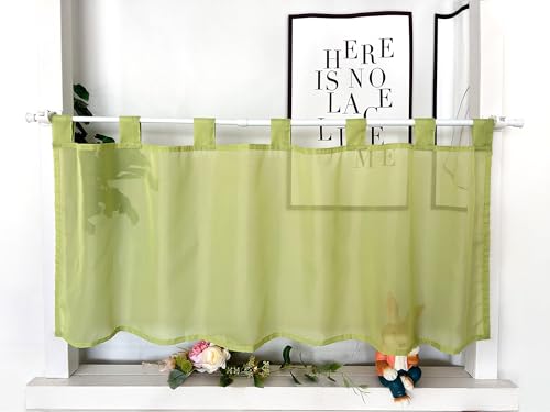 Devola Scheibengardinen Voile Kurzgardine mit Schlaufen Modern Bistrogardine Transparent Fenstervorhang Kurz Gardine Einfarbig Fenstergardinen Küche HxB 30x90cm Grün 1 Stück Devola Scheibengardinen Voile Kurzgardine mit Schlaufen Modern Bistrogardine Transparent Fenstervorhang Kurz Gardine Einfarbig Fenstergardinen Küche HxB 30x90cm Grün 1 Stück von Devola