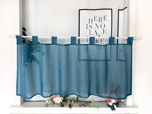 Devola Scheibengardinen Voile Kurzgardine mit Schlaufen Modern Bistrogardine Transparent Fenstervorhang Kurz Gardine Einfarbig Fenstergardinen Küche HxB 45x120cm Blau 1 Stück Devola Scheibengardinen Voile Kurzgardine mit Schlaufen Modern Bistrogardine Transparent Fenstervorhang Kurz Gardine Einfarbig Fenstergardinen Küche HxB 45x120cm Blau 1 Stück von Devola