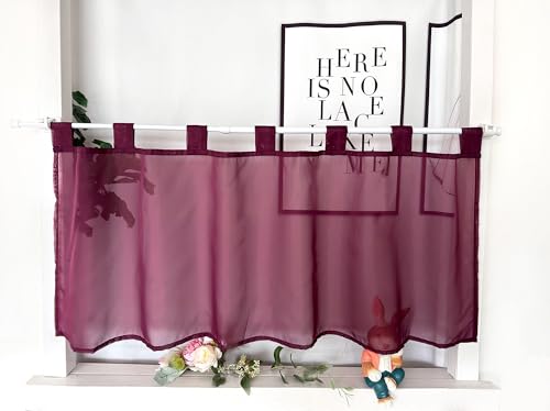 Devola Scheibengardinen Voile Kurzgardine mit Schlaufen Modern Bistrogardine Transparent Fenstervorhang Kurz Gardine Einfarbig Fenstergardinen Küche HxB 45x60cm Violett 1 Stück Devola Scheibengardinen Voile Kurzgardine mit Schlaufen Modern Bistrogardine Transparent Fenstervorhang Kurz Gardine Einfarbig Fenstergardinen Küche HxB 45x60cm Violett 1 Stück von Devola