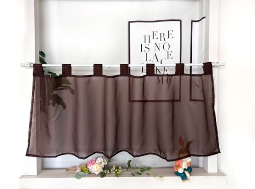 Devola Scheibengardinen Voile Kurzgardine mit Schlaufen Modern Bistrogardine Transparent Fenstervorhang Kurz Gardine Einfarbig Fenstergardinen Küche HxB 60x120cm Braun 1 Stück Devola Scheibengardinen Voile Kurzgardine mit Schlaufen Modern Bistrogardine Transparent Fenstervorhang Kurz Gardine Einfarbig Fenstergardinen Küche HxB 60x120cm Braun 1 Stück von Devola