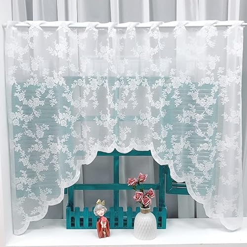 Devola scheibengardine Jacquard gelocht Bistrogardine landhausstil gardinen Spitze küchengardine transparent kurzgardine mit Blumenmuster Panneaux mit gebogter Kante HxB 100x180cm Weiß-1 1er Pack Devola scheibengardine Jacquard gelocht Bistrogardine landhausstil gardinen Spitze küchengardine transparent kurzgardine mit Blumenmuster Panneaux mit gebogter Kante HxB 100x180cm Weiß-1 1er Pack von Devola