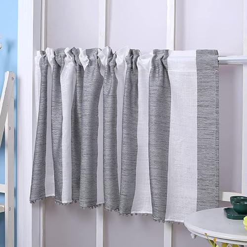 Devola schiebegardinen leinenoptik Bistrogardine Halbtransparente gestreifte gardinen grau küchengardinen modern kurzgardinen für küche Wohnzimmer Fensterschal BxH 140x60cm 1er Pack Devola schiebegardinen leinenoptik Bistrogardine Halbtransparente gestreifte gardinen grau küchengardinen modern kurzgardinen für küche Wohnzimmer Fensterschal BxH 140x60cm 1er Pack von Devola