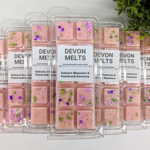 Devon Melts Sakura-Blüte und Patchouli-Essenz – stark duftender 100% Sojawachs, Snapbar von Devon Melts