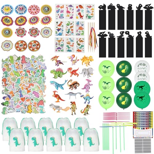 142 Stück Dino Party Mitgebsel Kindergeburtstag, Dino Geburtstag Deko mit 3D-Puzzle, Luftballons, Kordelzug Taschen, Dinos Spielzeug für Kindergeburtstag Gastgeschenke, Geburtstagsgeschenke von Dewdropdale
