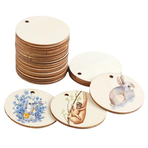 25 Stück Runde Holzscheiben mit Loch 5 cm, Kleine Holzscheiben zum Basteln, DIY Schlüsselanhänger, Hängende Dekoration, Malerei, Natürliche Holzscheiben für Kunsthandwerk Hochzeitsdeko, Weihnachtsdeko 25 Stück Runde Holzscheiben mit Loch 5 cm, Kleine Holzscheiben zum Basteln, DIY Schlüsselanhänger, Hängende Dekoration, Malerei, Natürliche Holzscheiben für Kunsthandwerk Hochzeitsdeko, Weihnachtsdeko von Dewfigs ㅤ