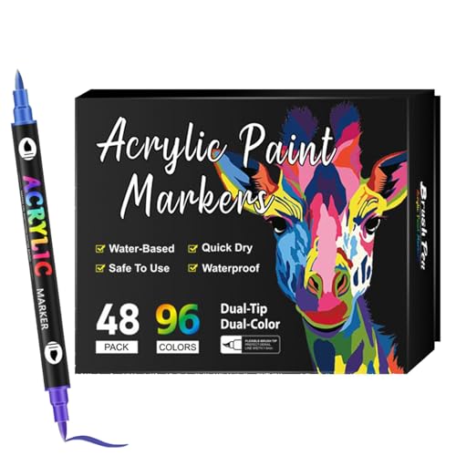 Dewireaey Akrylstifte Zum Malen, Doppelspitze Stoffmalstifte, Schnell Trocknende Permanent Marker Für Kinder Erwachsene Dewireaey Akrylstifte Zum Malen, Doppelspitze Stoffmalstifte, Schnell Trocknende Permanent Marker Für Kinder Erwachsene von Dewireaey