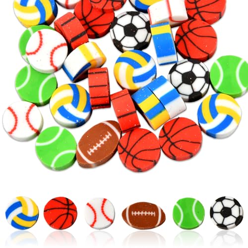 Dewocke 30 Pcs Radiergummi Set, Neuheit Radiergummis für Party Favors, Niedlicher Radiergummi, Bleistiftradiergummis, Cartoon-Radiergummis, Geeignet für Hausaufgabenbelohnungen (Ball) von Dewocke