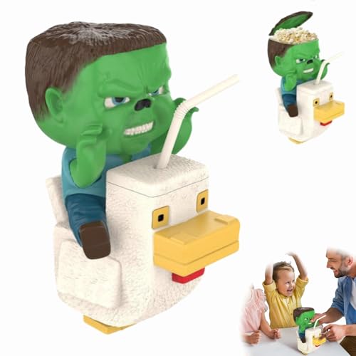 Dewppxi Popcorn-Eimer mit Wasserbecher, Chicken Jockey Popcorn Eimer und Becher Set, Scary Halloween Oranisation & Cup Combo Set Geschenke für Gamer (1pc) von Dewppxi