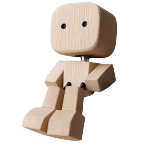 Dewppxi Wackelfigur Auto, Charmante Kleine Holzfigur, Die mit 12 Magnetischen Ausdrücken Schwankt, Handgefertigter Wackelnder holzmann Auto Armaturenbrett-Decor (A) von Dewppxi