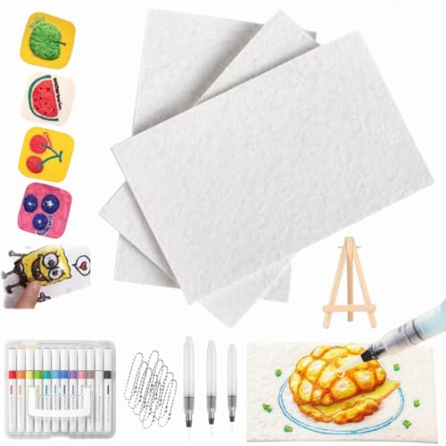 Magic Puffy Paint, 3D Schaumstoff Malset für Kinder, Puffy Popcorn Drawing Texture Painting Kit, Foam Texture Painting Paper, 3D Zeichnen Leinwand Schwamm mit 12 Farben Stifte (Rechteckiges Set) von Dewppxi