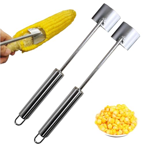 Maiskolbenschäler, Maisschäler aus Edelstahl, Corn Peeler for Corn on The Cob, Maiskolbenentferner mit langem Griff, Schnellschäler für Küche und Grill (Metal Handle,2pcs) von Dewppxi