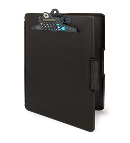 Dexas 3515-91WP Slimcase 2 Klemmbrett mit seitlicher Öffnung, Kunststoff, Schwarz mit Taschenrechner von Dexas