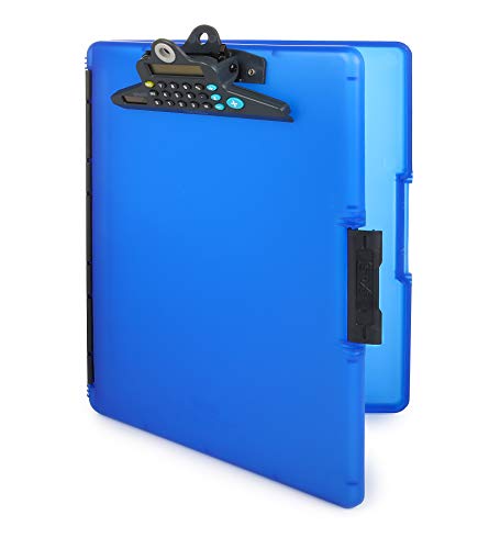 Dexas 3515-J2728WP Slimcase 2 Klemmbrett mit seitlicher Öffnung, Plastik, Blau mit Taschenrechner von Dexas