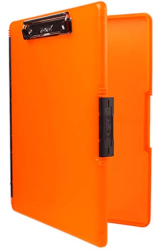 Dexas Slimcase 2, Kunststoff-Klemmbrett mit Aufbewahrung und seitlicher Öffnung, Neonorange, Bürobedarf, zum Organisieren, Tragen und Aufbewahren, A4-Halter, Stil und Funktionalität Still-Klemmbretter von Dexas