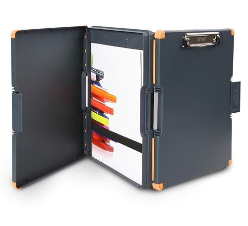 Dexas Duo Clipcase Robuste Poly-Material Doppelseitige Aufbewahrungsbox und Organizer 33 x 25,4 cm Grau/Orange von Dexas