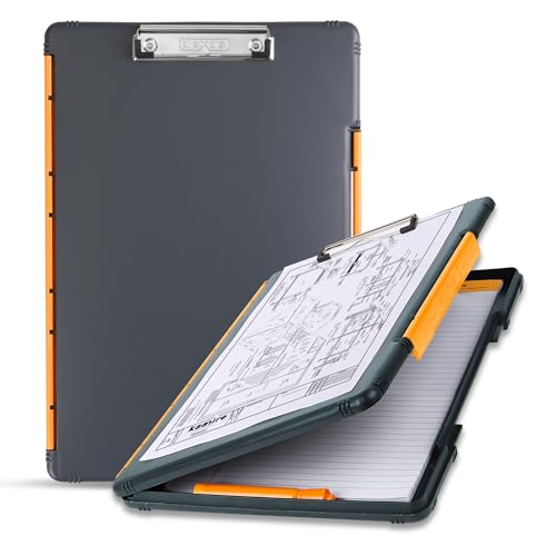 Dexas XL Slimcase 2 Aufbewahrungs-Klemmbrett, legale Größe, Kunststoff, Grau mit orangefarbenem Clip, 15.5" x 10.5" x 1" Dexas XL Slimcase 2 Aufbewahrungs-Klemmbrett, legale Größe, Kunststoff, Grau mit orangefarbenem Clip, 15.5" x 10.5" x 1" von Dexas
