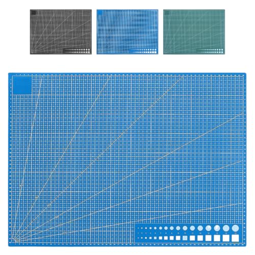 Dezain® DIY - Schneidematte A2 selbstheilend – Bastelunterlage mit Zentimeterskala – Schneideunterlage für Modellbau & zum Basteln – Beidseitig bedruckte Cutting Mat – Blau von Dezain