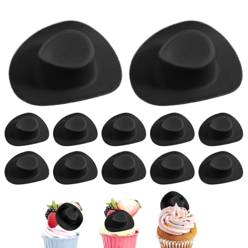 Dfstvup Cowboyhut Cupcake Deko | 12 Stücke kleine Cowboyhut Cupcake Deko,Mehrfach Für Feiern Kuchen Farmhaus Desserts von Dfstvup