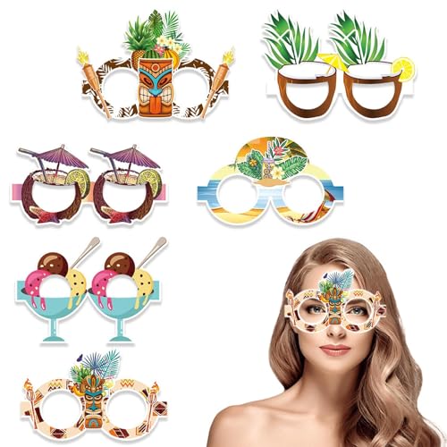 Dfstvup Sonnenbrille, tropische Party Augenbrille | 6 Paar Neuheit Papier Sonnenbrille - Kostümkleid Requisiten lustige Kinderparty Gefälligkeiten, motivzubehör Dekoration für Kinder Erwachsene, Pool von Dfstvup