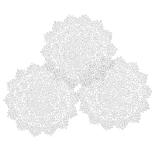 3 Stück Runde Bestickte Tischmatte, Handarbeit Geklöppelt, Spitzendeckchen Häkeldeckchen, Spitzendeckchen Baumwolle,Weiße Spitze Runde Stickerei Tisch Tischse,geeignet für Tassen, Vasen, Tischsets 3 Stück Runde Bestickte Tischmatte, Handarbeit Geklöppelt, Spitzendeckchen Häkeldeckchen, Spitzendeckchen Baumwolle,Weiße Spitze Runde Stickerei Tisch Tischse,geeignet für Tassen, Vasen, Tischsets von Dfuqanb