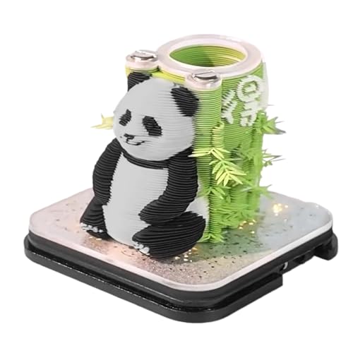 3D-Panda-Kalender 2026, dekorativ, 8,4 x 8,4 x 6,8 cm, Zeitmesserkalender, abreißbarer 3D-Papierkunst-Notizblock mit LED-Lichtern, DI-Y-Papierschnitzerei, Geschenk, fertige Heimdekoration, für von Dgayaeic