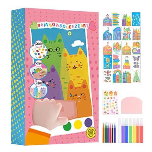 Dgayaeic Squeegee Art Kids Paint Kit, DIYs Regenbogenkratzmalerei, Punktmalerei, Bastelkits und Kratzermaterialien für Reisen, Familie, Freunde, Heimfeiern, Ostern, Geburtstag Dgayaeic Squeegee Art Kids Paint Kit, DIYs Regenbogenkratzmalerei, Punktmalerei, Bastelkits und Kratzermaterialien für Reisen, Familie, Freunde, Heimfeiern, Ostern, Geburtstag von Dgayaeic