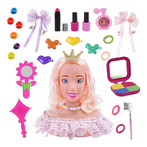 Make-up- und Haarstyling-Puppe, Make-up-Puppenkopf für Mädchen,Haarstyling-Puppen-Make-up-Spielzeug 28 Stück - Puppen-Haarstyling-Kopf für Mädchen, halbkörperiges Spielzeug zum Kämmen von Flechten Make-up- und Haarstyling-Puppe, Make-up-Puppenkopf für Mädchen,Haarstyling-Puppen-Make-up-Spielzeug 28 Stück - Puppen-Haarstyling-Kopf für Mädchen, halbkörperiges Spielzeug zum Kämmen von Flechten von Dgkdek