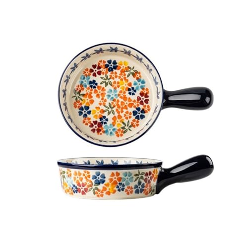 Dh2yjnbf3 Auflaufform Griffplatte Keramik Ofenplatte Vintage Geschirr Haushaltssalatplatte Das Hochtemperaturbeständige Auflaufform Lasagne Auflaufform(16.3cm) von Dh2yjnbf3