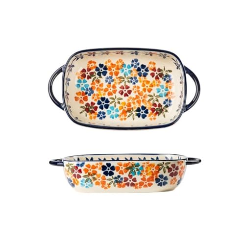 Dh2yjnbf3 Auflaufform Griffplatte Keramik Ofenplatte Vintage Geschirr Haushaltssalatplatte Das Hochtemperaturbeständige Auflaufform Lasagne Auflaufform(19.5cm) von Dh2yjnbf3